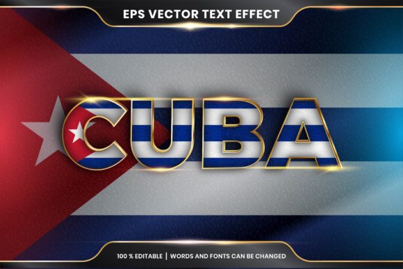 Download Editable Text Effect - Cuba with Flag - Editable text Collection