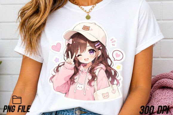 Download Cute Anime Girl Sticker PNG Sublimation - Premium Resources
