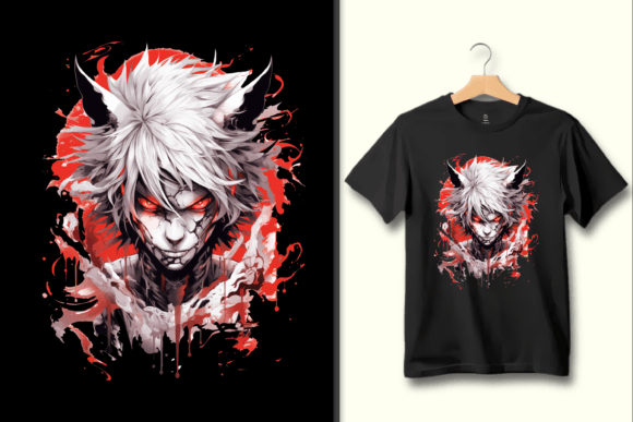 Download Fierce Anime Demon - PNG T-Shirt Graphic - Premium Resources